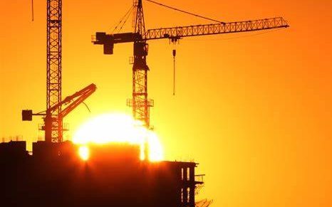 Construction Crane, Sunrise, Sky
