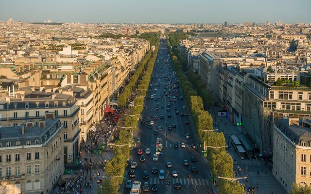 Champs-Elysees, Paris, France viewed from the Arc de Triomphe