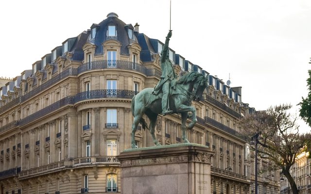 Statue of George Washington on horseback in Place d'Iena in Paris 16th, France